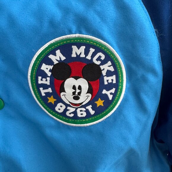 Disney Varsity Jacket Team Mickey Mouse 1928 Blue Snap Kids Size 7 8 - Picture 5 of 16